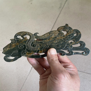 和田墨青玉龙凤兽古董古玩玉璧玉佩腰佩吊坠挂件仿古西周虎头凤尾