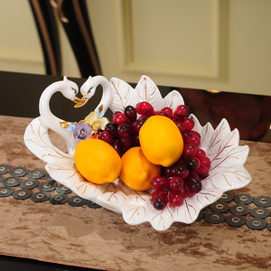 欧式天鹅家用水果盘客厅茶几糖果盘干果盘办公室零食盘创意装饰品