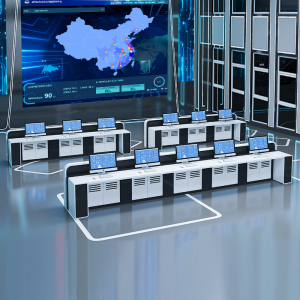 烁讯调度中心监控台双联中控台定制科技感多媒体电脑豪华烤漆操作台