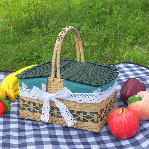 手工纸藤编织户外踏青篮手提购物篮纸绳吊篮水果篮子收纳筐野餐篮