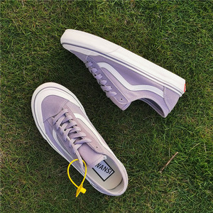 白万斯香芋紫style36棋盘格经典款低帮春季休闲板鞋情侣帆布鞋女