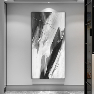00大河印像淘宝现代轻奢个性抽象装饰画高级灰黑白仿油画壁画方形