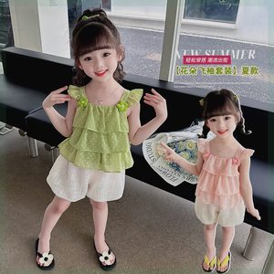 巴拉巴拉女童套装夏季儿童时髦洋气韩版夏款雪纺吊带短裤宝宝网红