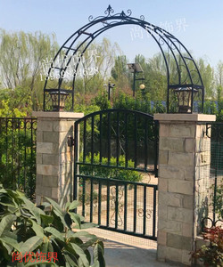 欧式铁艺拱门花架别墅庭院门头半圆拱形架户外门墩拱形门定制
