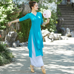 古典舞练功服女成人中国古风网纱衣形体双层飘逸披肩演出舞蹈服装