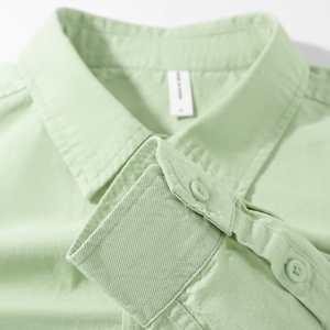 薄荷曼波风~夏季薄款重磅纯棉长袖衬衫外套女2024新款浅绿色衬衣