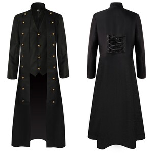 长款中世纪大衣黑色修身立领伯爵cos外套双排扣欧洲历史剧演出服