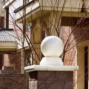 别墅大门门柱压顶石观赏球 路障球石柱庭院柱头装饰花岗岩大理石