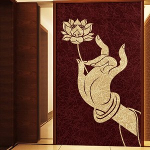 禅意佛手无纺布墙布莲花佛堂壁画舞蹈背景墙壁纸养生馆美容院墙纸