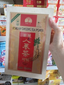 韩国进口鹤标高丽人参茶浓缩颗粒冲饮礼盒茶木盒包装100包50包