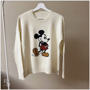 纯元 试衣间u家 含羊毛宽松减龄可爱老鼠图案套头圆领针织衫毛衣