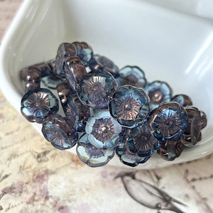 进口捷克琉璃珠透淡蓝色夏威夷花朵12mm手作diy串珠配件散珠材料