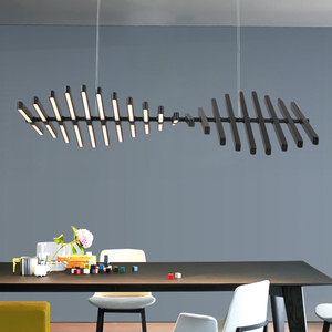 餐厅吊灯现代简约长条创意鱼骨灯排骨灯设计师北欧办公室极简灯具