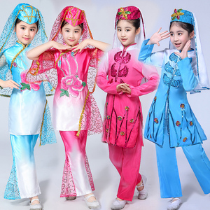 回族舞蹈服装少数民族演出服新疆维吾尔族套装女童新款小学生服饰