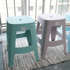 加厚塑料凳子方形高脚凳成人儿童小号矮板凳北欧简约马卡龙现代