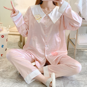 月子服夏季薄款产后冰丝6月份孕妇睡衣女春夏怀孕期家居服哺乳衣7