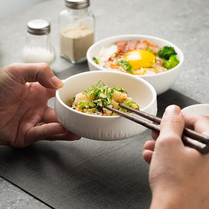 日式吃饭碗家用米饭碗简约白色陶瓷碗小碗高级感吃面碗陶瓷小菜碗