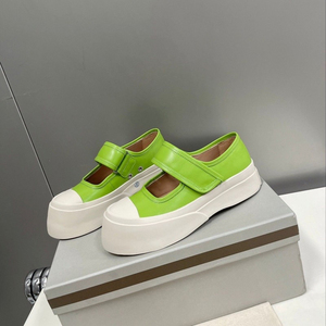 代购marni玛尼魔术贴厚底单鞋休闲小白鞋女鞋子玛丽珍松糕大头鞋