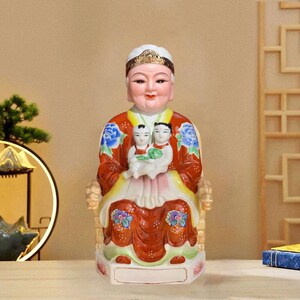 陶瓷送子老母摆件碧霞元君神像泰山奶奶送子娘娘家庭供奉陶瓷佛像