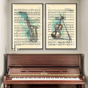 琴房琴行墙面装饰画钢琴五线谱简谱音乐教室培训机构客厅书房挂画