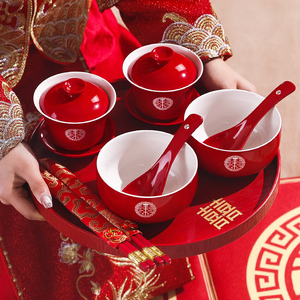 敬茶杯结婚改口红色一对茶具喜碗筷杯子婚礼敬酒陪嫁套装用品大全
