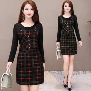 春季女装假两件套连衣裙女-淘宝拼多多热销春季女装假两件套连衣裙女