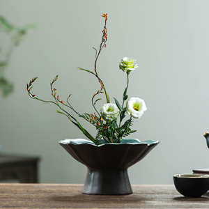 陶瓷中式古朴剑山插花器皿禅意百搭绿植花插花盆水培小桌面摆件