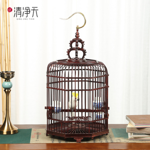 小叶紫檀八角素面鸟笼画眉八哥笼子大号手工红木观赏鹦鹉实木鸟笼