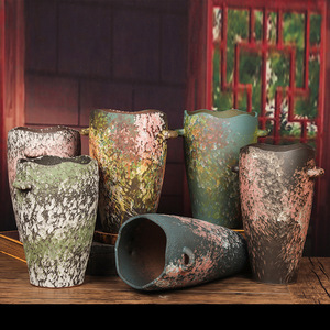 罐陶瓷干花花盆园艺花器肉创意淘景德镇阳台种植粗陶罐中等桌面