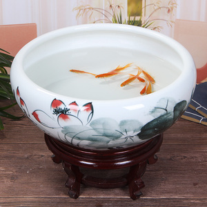 景德镇陶瓷金鱼缸养荷花莲花盆乌龟锦鲤书画缸特大号水缸庭院客厅
