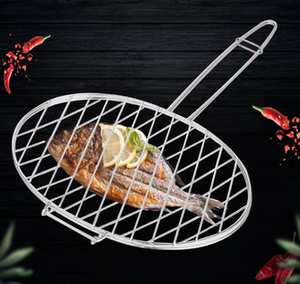加粗烤鱼夹不锈钢大号 烤肉用具烤鱼网夹子圆形烧烤用具商用大号