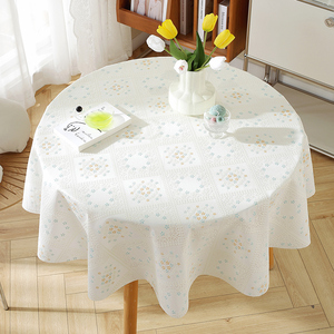 圆桌桌布免洗防油防水白色小圆桌桌布轻奢高级感圆形蕾丝茶几台布