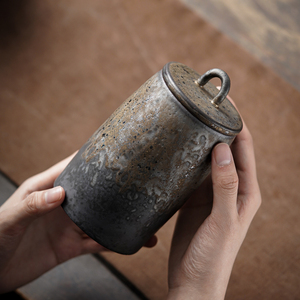 鎏金黑陶茶叶储藏罐密封家用日式禅意复古陶瓷装茶存茶罐空罐茶仓