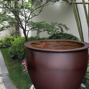 庭院土陶大缸户外造景睡莲养鱼池乌龟特大号老式招财盆景陶瓷花盆