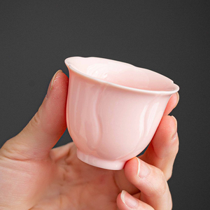 禾德堂 粉色女士茶杯陶瓷高档主人杯单杯品茗杯杯子花神杯茶碗
