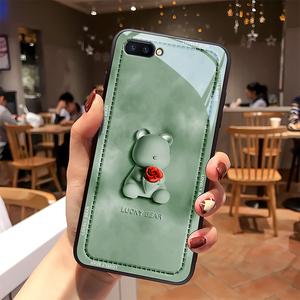 示爱熊适用oppor11s手机壳r11玻璃壳r11plus情侣女款高级潮流新款硅胶