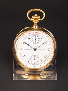 独角鹿西洋古董 古董怀表 瑞士18k黄金红宝石脉搏计盘面计时怀表