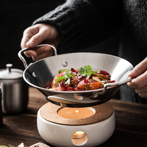 不锈钢加热干锅盘子创意个性特色酒店餐厅意境菜餐具家用商用菜盘