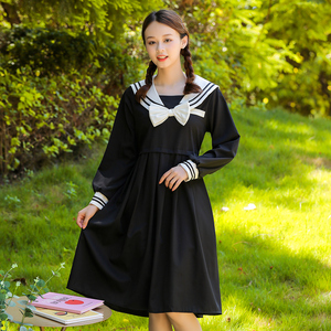 水手服连衣裙长款