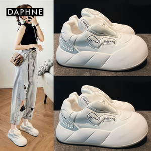 Daphne/达芙妮板鞋女2024春季新款小白鞋女厚底增高鞋休闲面包鞋