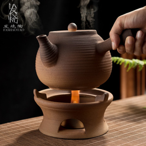 家用陶瓷养生煮茶壶套装大容量侧把壶耐高温烧水壶原矿粗陶茶炉
