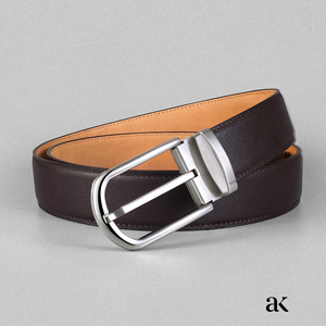 akuma意大利进口植鞣小牛皮腰带头层皮高端男士商务百搭针扣皮带