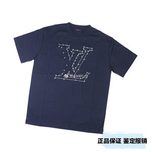 lv 路易威登 louis vuitton新款字母logo飞机刺绣短袖t恤男海军蓝