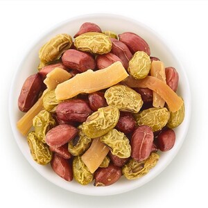 来伊份笋干花生豆500g小包装零食临安坚果特产红皮什锦花生米小