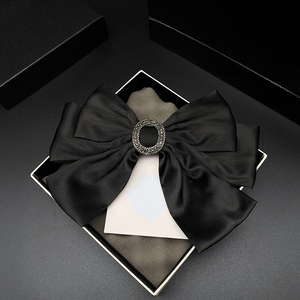 黑色发夹头饰后脑勺大号蝴蝶结弹簧夹圆形水钻马尾发卡发饰女夹子