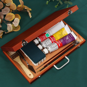 双丰手提画盒松木调色盒轻便型古典复古颜料盒成人学生