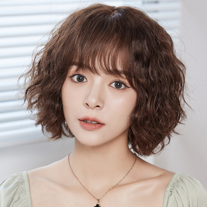 假发女短发微卷短卷发羊毛卷假发套女真发蓬松自然真人发丝全头套