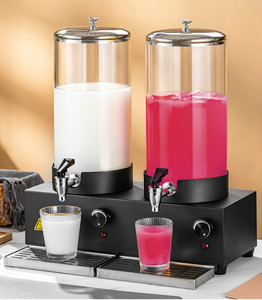 单/双头不锈钢果汁鼎饮料机7升电子制冷制热牛奶自助餐加热果汁机
