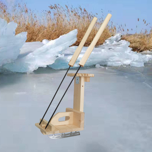 冰车户外滑冰车儿童单人户外双人成人冰上运动冰锥雪橇实木冰爬犁