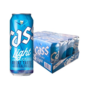 韩国原装进口cass/凯狮Light淡爽啤酒整箱特价清仓500ml*24罐炸鸡